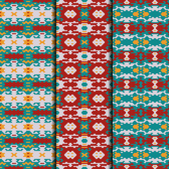 Set of 3 seamless patterns winter design. Christmas textile prints. Vector fashion backgrounds.