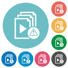 Playlist warning flat round icons
