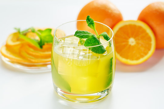 Orange juice and fresh mint