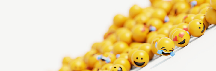 Infinite emoticons 3d rendering background, social media and communications concept