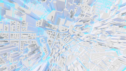 Techno mega city; urban and futuristic technology concepts, original 3d rendering