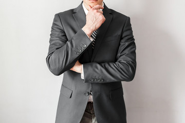 Businessman thinking about business strategy. Working and ideas concept