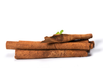 Cinnamon on a white background.
