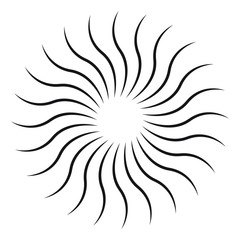 Circular, radial abstract geometric rays, flame. Geometric element. Vector illustration.