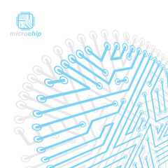 Vector abstract technology illustration with circuit board. High tech digital scheme of electronic device. Technology microchip abstract background