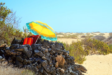 Erholung in den Dünen von Corralejo, Fuerteventura, 