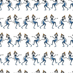 pattern of the striding funny witches