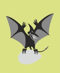 Obraz premium Pterodactyl with egg as emblem