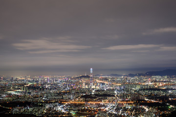 Fototapeta na wymiar 남한산성에서 바라본 서울의 야경