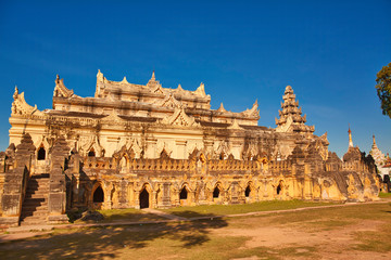 Mandalay, Myanmar - November 25, 2015 : .Very nice and old temple in a small village near Mandalay