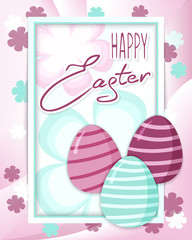 Easter greeting card with easter egg and flowers