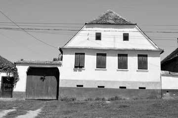 Typical rural landscape and peasant houses in  Bruiu - Braller, a commune in Sibiu County,...