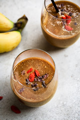 Banana,Flax meal and Goji Coffee Smoothie