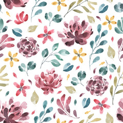 Blossoms collection. Watercolor flower and floral pattern #4