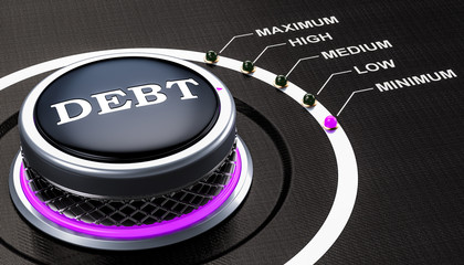 Lowest level of debt concept, knob. 3D rendering