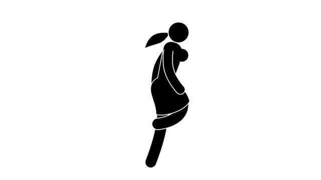 Running girl icon. Pictogram woman runs somewhere. Looped animation with alpha channel.