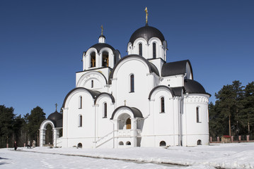 Fototapeta premium A Christian church standing alone in a small town in Belarus