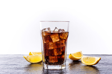 Cola with ice cubes