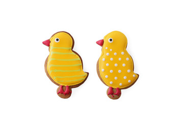 Gingerbread cookies in the shape of chickens