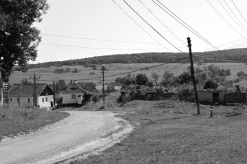 Typical rural landscape and peasant houses in  the village Somartin, Martinsberg, Märtelsberg,...