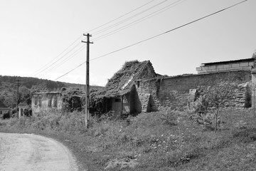 Typical rural landscape and peasant houses in  the village Somartin, Martinsberg, Märtelsberg,...