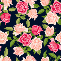 Seamless floral pattern with roses.