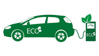 electric vehicle icon vector ecology nature energy protection.