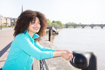 mixed race american woman in tourism at Bordeaux France