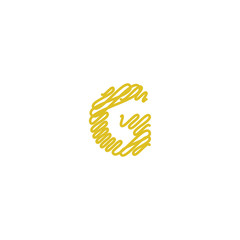 Initial letter G scribble gold logo