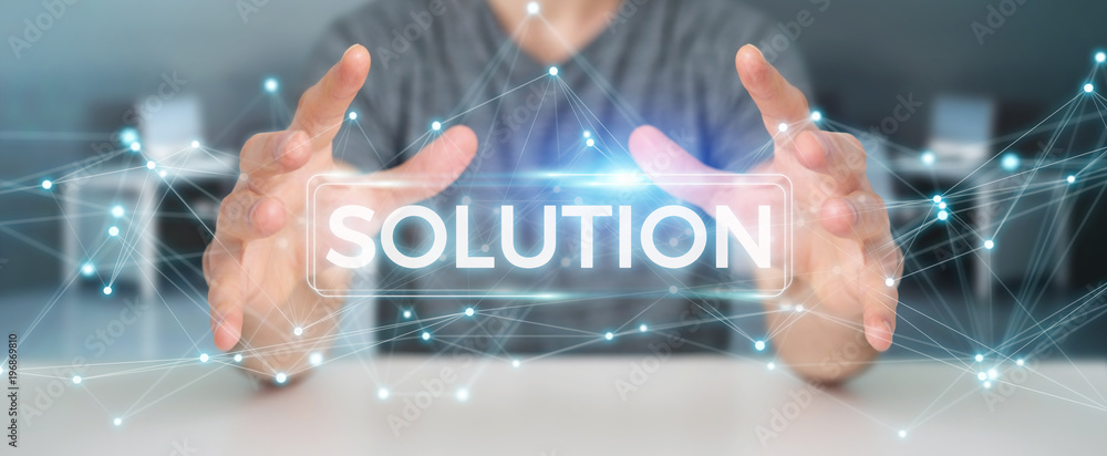 Leinwandbilder businessman using solution digital text 3d rendering