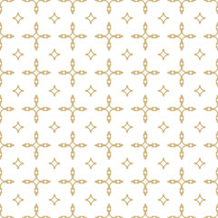 Gold and white pattern. Geometric seamless texture with square grid, lattice
