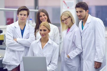 group of the students working at the laboratory