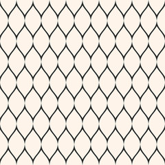 Net pattern. Vector seamless texture with thin wavy lines, mesh, fabric, fishnet, web, lace, grid. Subtle monochrome background, simple repeat texture. Design for prints, decoration, textile, cloth