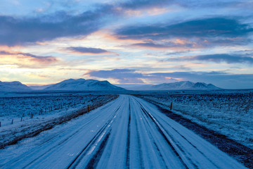 Road trip on winter roads in Iceland