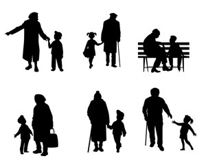 Elderly people with grandchildren