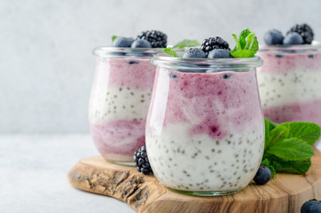 Acai berry and chia seed pudding