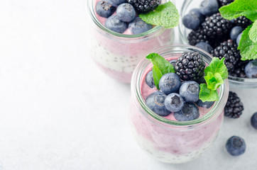 Acai berry and chia seed pudding
