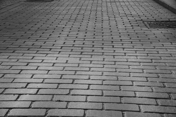 Gray Brick Stone Paved road in historic square