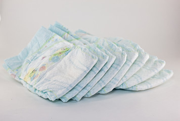 baby diapers on a white background
