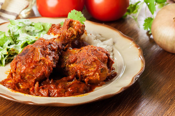 Chicken drumstick curry with rice