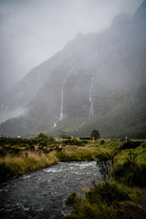 Waterfalls in Fiordland, New Zealand