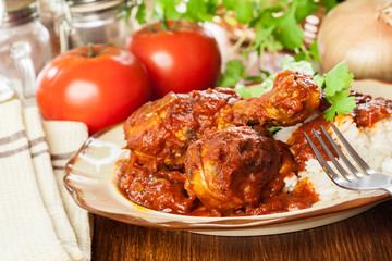 Chicken drumstick curry with rice
