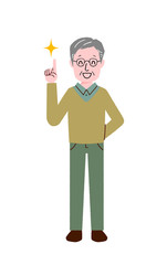 シニア男性　ジェスチャー