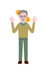 シニア男性　ジェスチャー