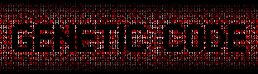 Genetic Code text on DNA genetic code background illustration