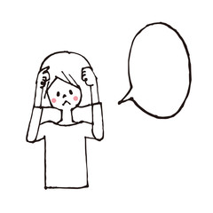 頭をかかえる女性