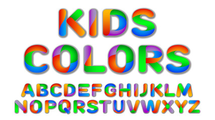 Fun Multi Color Kids Custom Font. Vector.