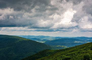 mountainous landscape before the storm. lovely scenery under the menacing heavy grey sky