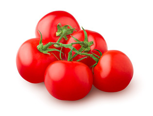 tomato on branch, isolated on white background, clipping path, full depth of field