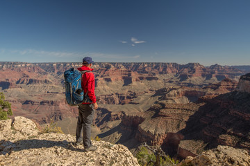 A hiker in the Grand Canyon National Park, South Rim, Arizona, USA